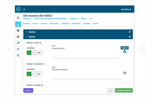 Example of the inspection feature on Uprent