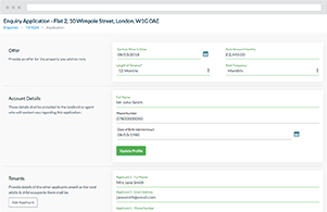 Example of the property dashboard on Uprent